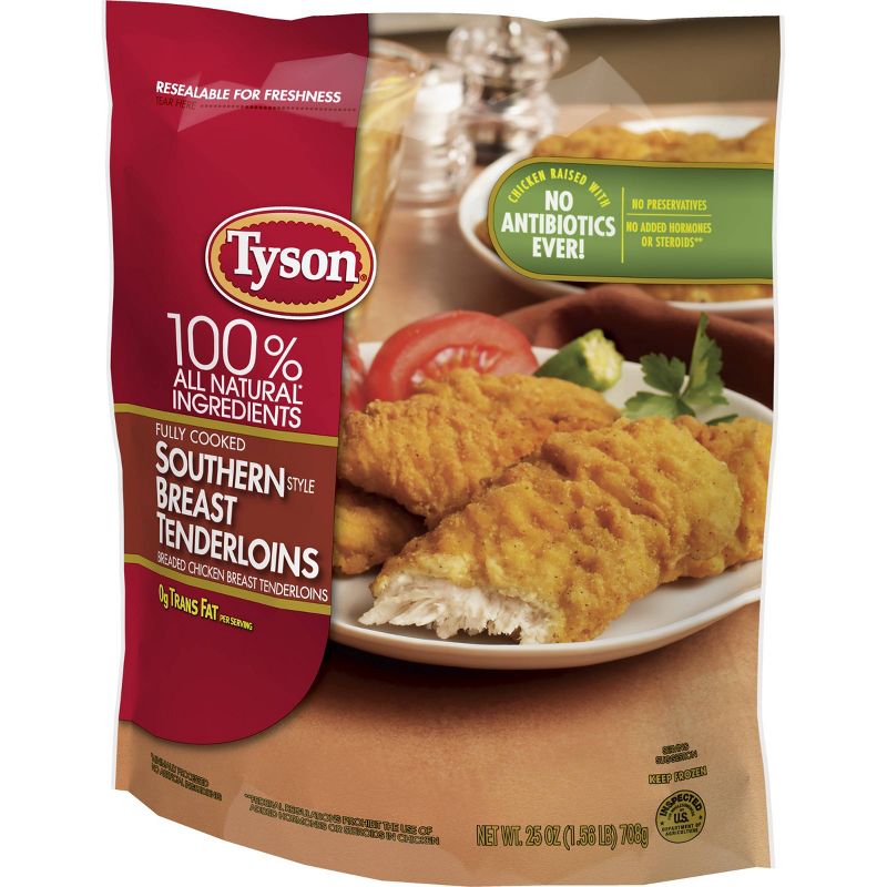 Tyson All Natural Southern Breast Tenderloins - Frozen - 25oz