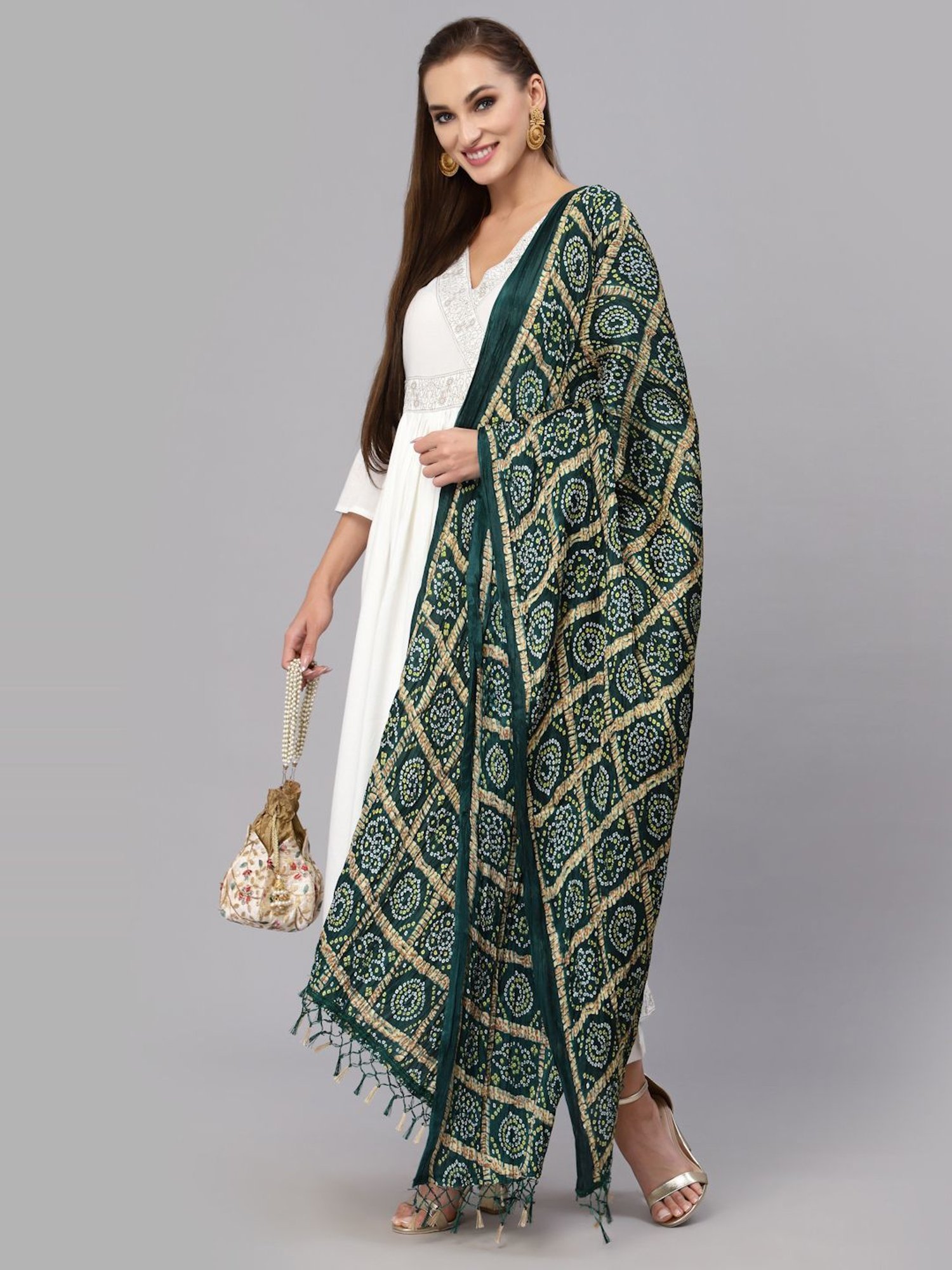 Stylum Green Printed Dupatta