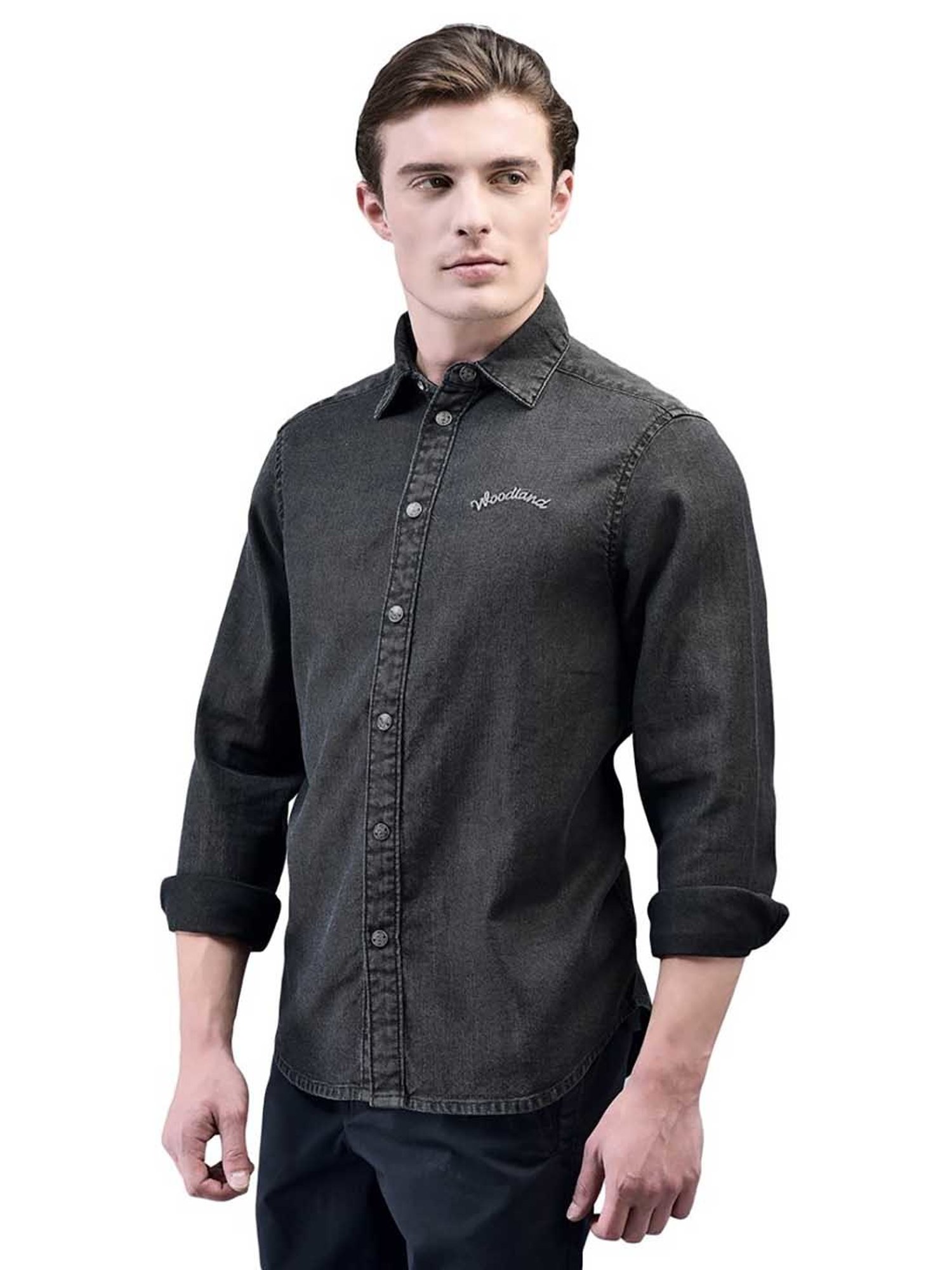 Woodland Charcoal Regular Fit Cotton Shirt