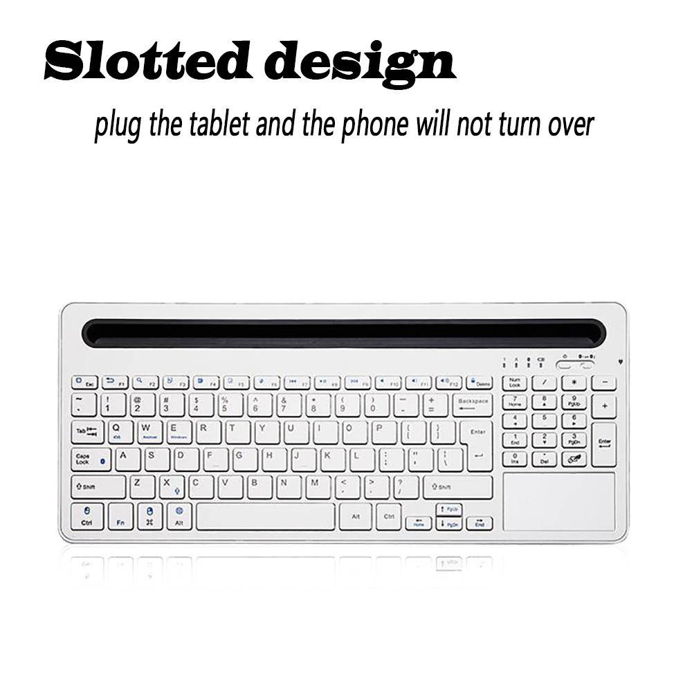 Bluetooth 3.0 Technology Mini Ultra-slim Wireless Keyboard with Multi-touch Touchpad For Phone Tablet Laptop Smart TV White