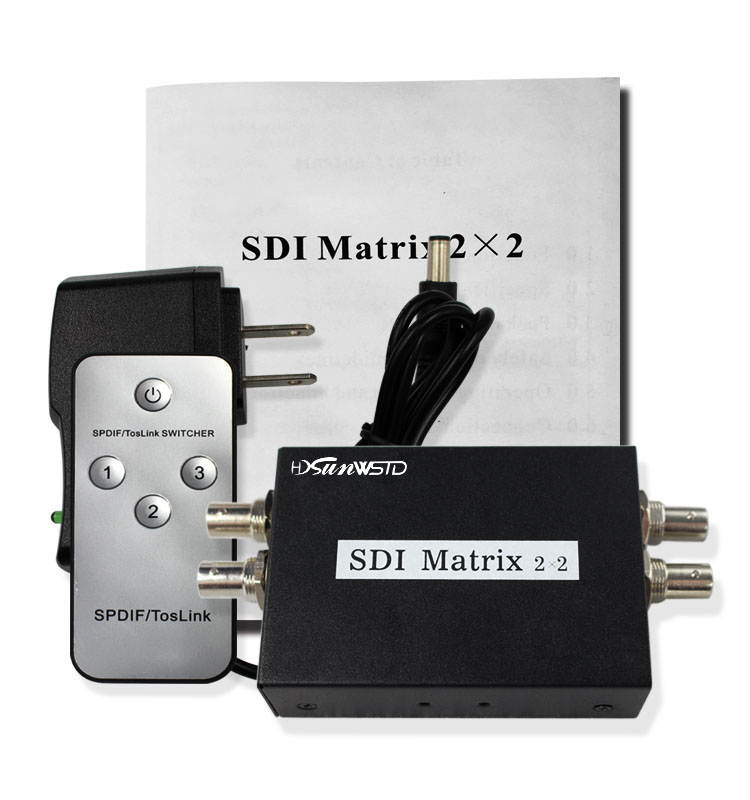 SDI Matrix 2X2 HD SD 3G SDI Video Switcher Converter Support 1080p for HDTV Monitor (2 in 2 Out)