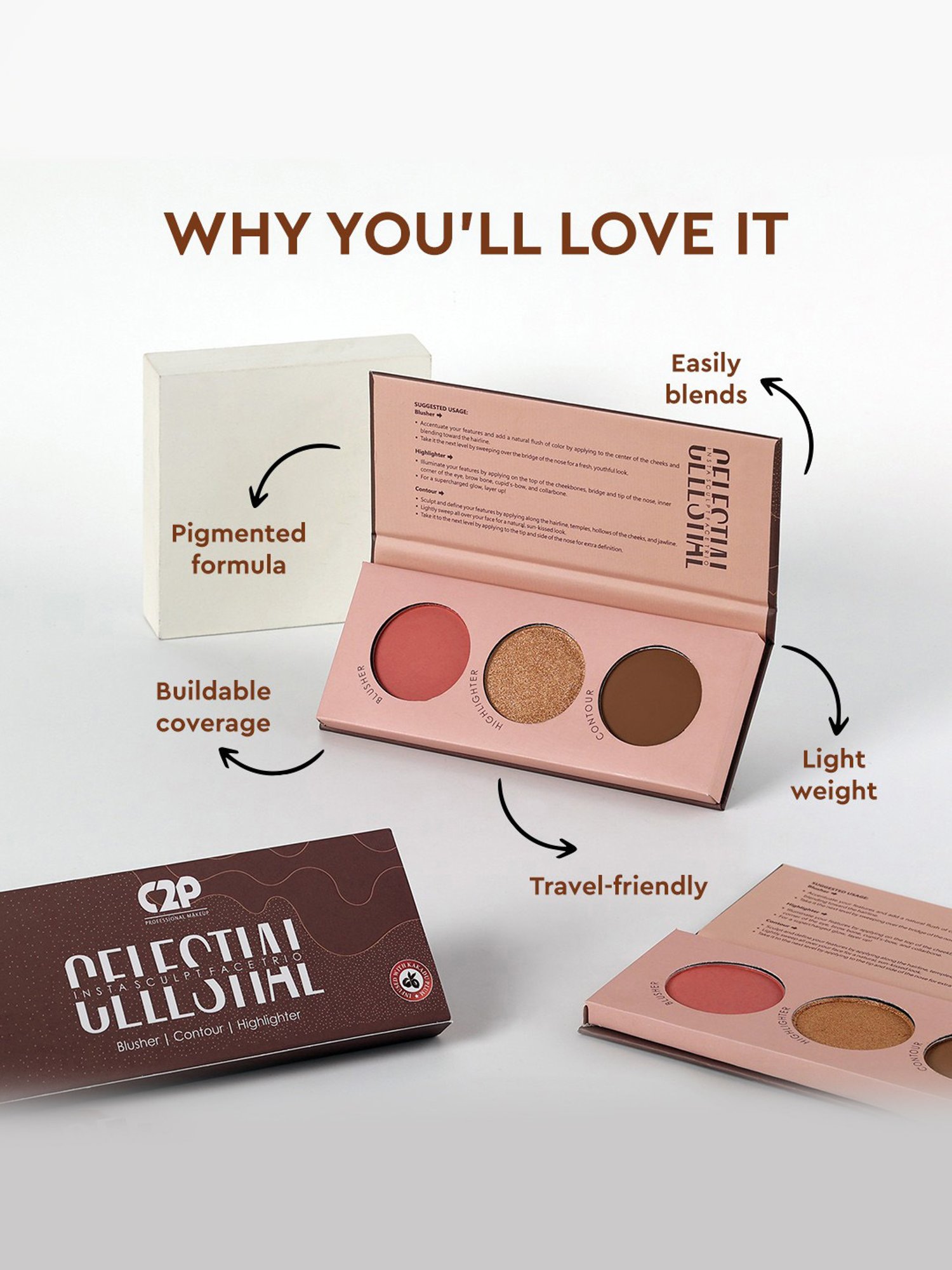 C2P PROFESSIONAL MAKEUP Celestial Insta Sculpt Face Palette - 12 gm