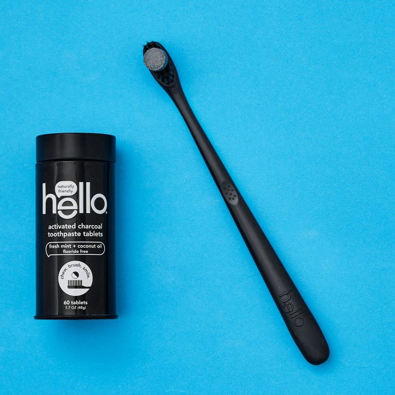 hello Activated Charcoal Whitening Toothpaste Tablets, Natural Mint Fluoride Free - Trial Size - 60ct