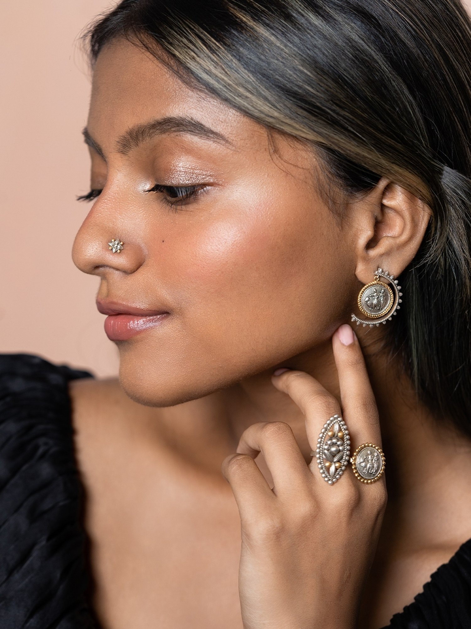 Zavya 92.5 Sterling Silver Floral Nosepin for Women