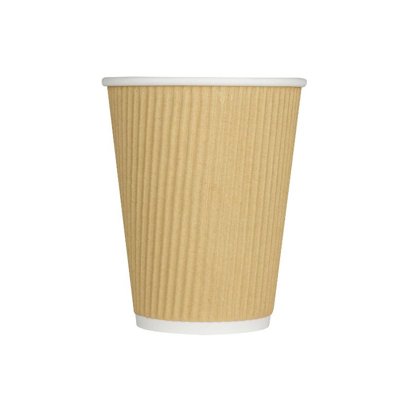 Karat C-K512W 9 Ounce Ripple Grip Sturdy Insulated To Go High Quality Recyclable Paper Hot Cups for Coffee, Tea, and Hot Chocolate, 500, Beige