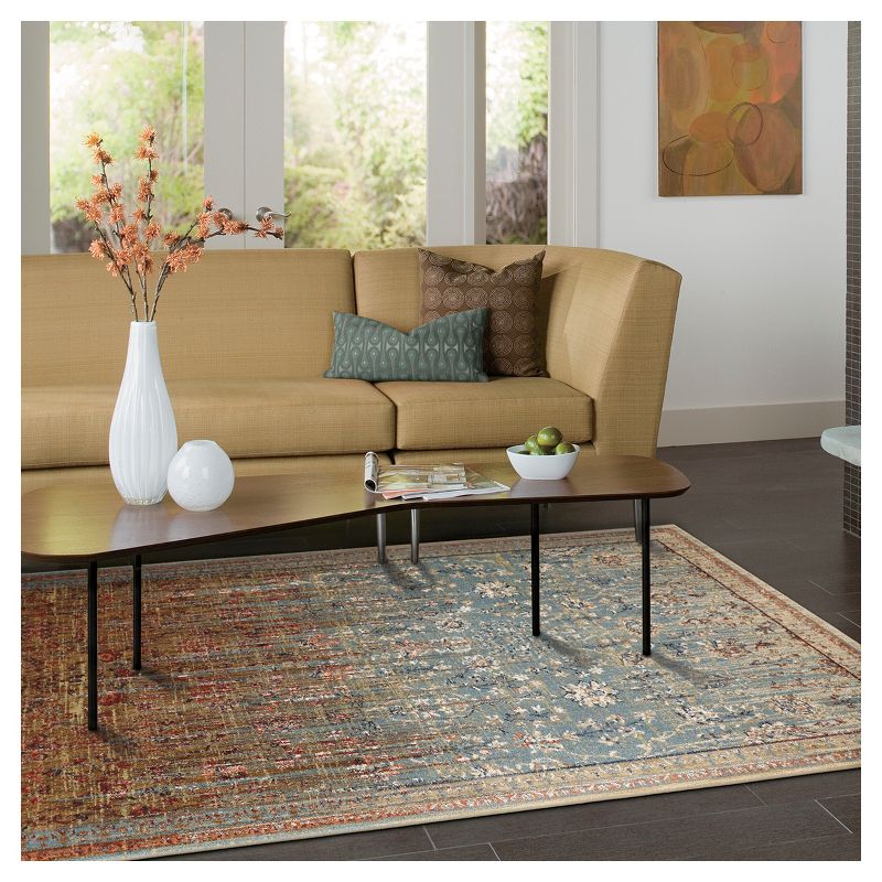 5'X7' Floral Woven Area Rug Aqua - Karastan