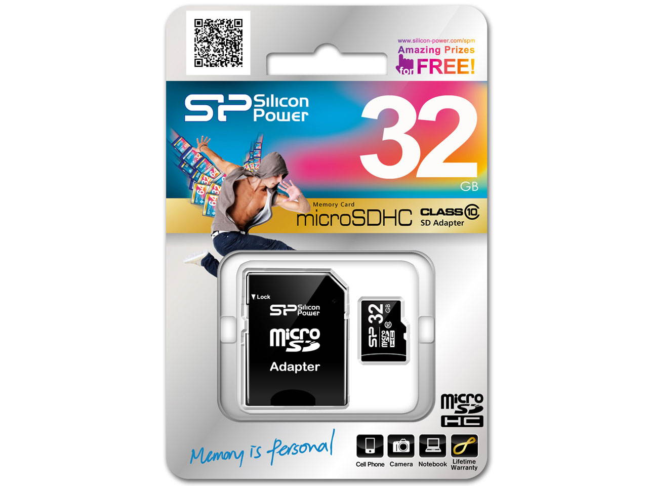 Silicon Power 32GB microSD Memory Card SDHC Class 10 w/ SD adapter Model SP032GBSTH010V10SP