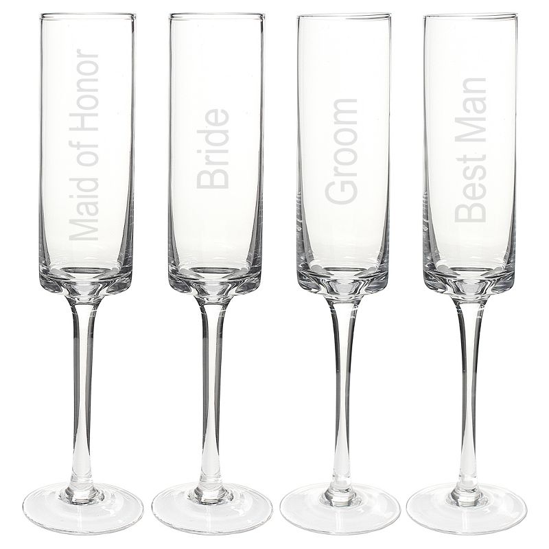 4ct Wedding Party Contemporary Champagne Flutes