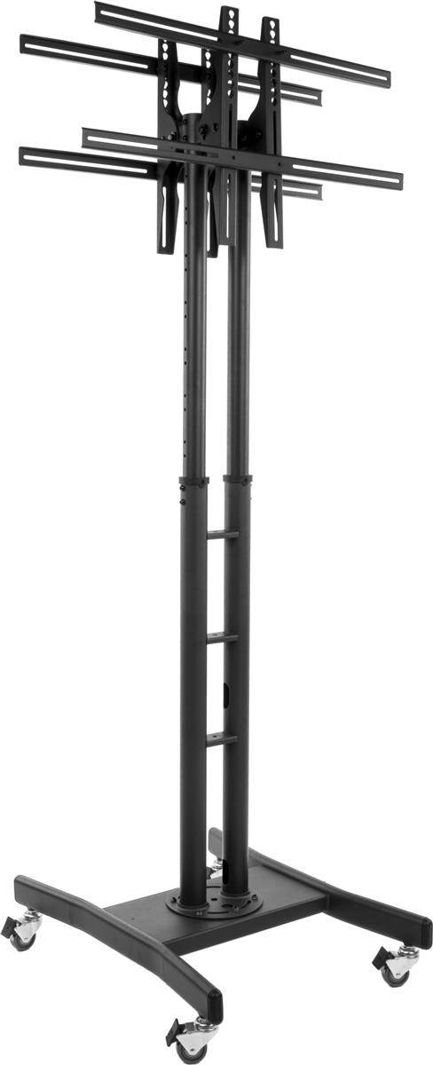 Double Sided TV Stand for Dual HDTV Flat Panels, 32" to 65", Height Adjustable with Wheels (DTVM862BK)
