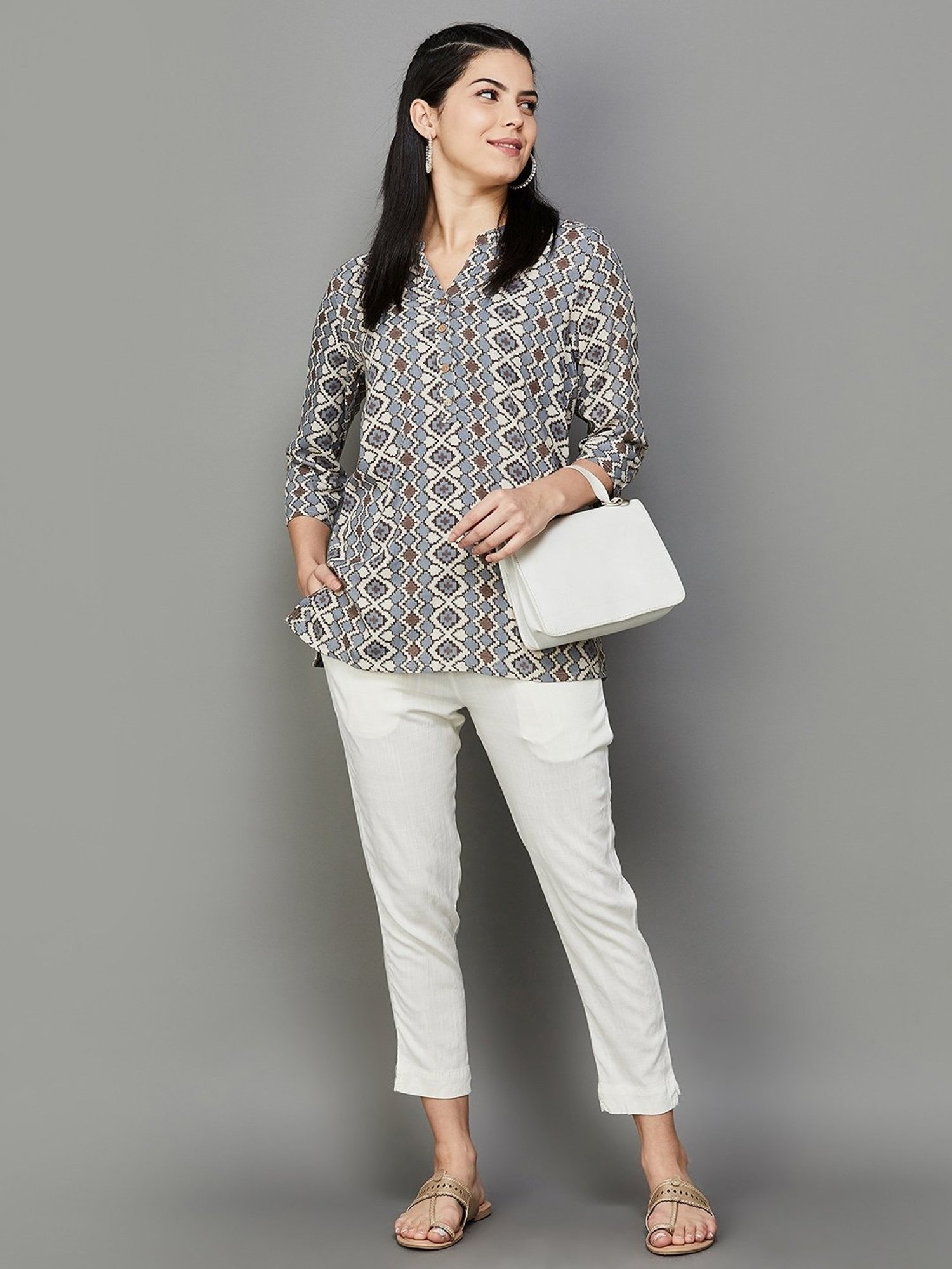 Melange by Lifestyle Off-White Cotton Pants