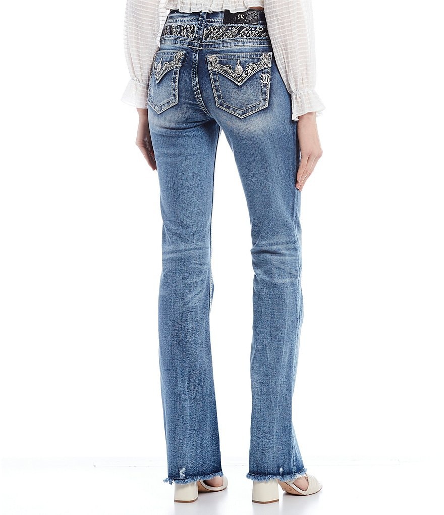 Miss Me Embellished Yoke Flap Pocket Bootcut Jeans