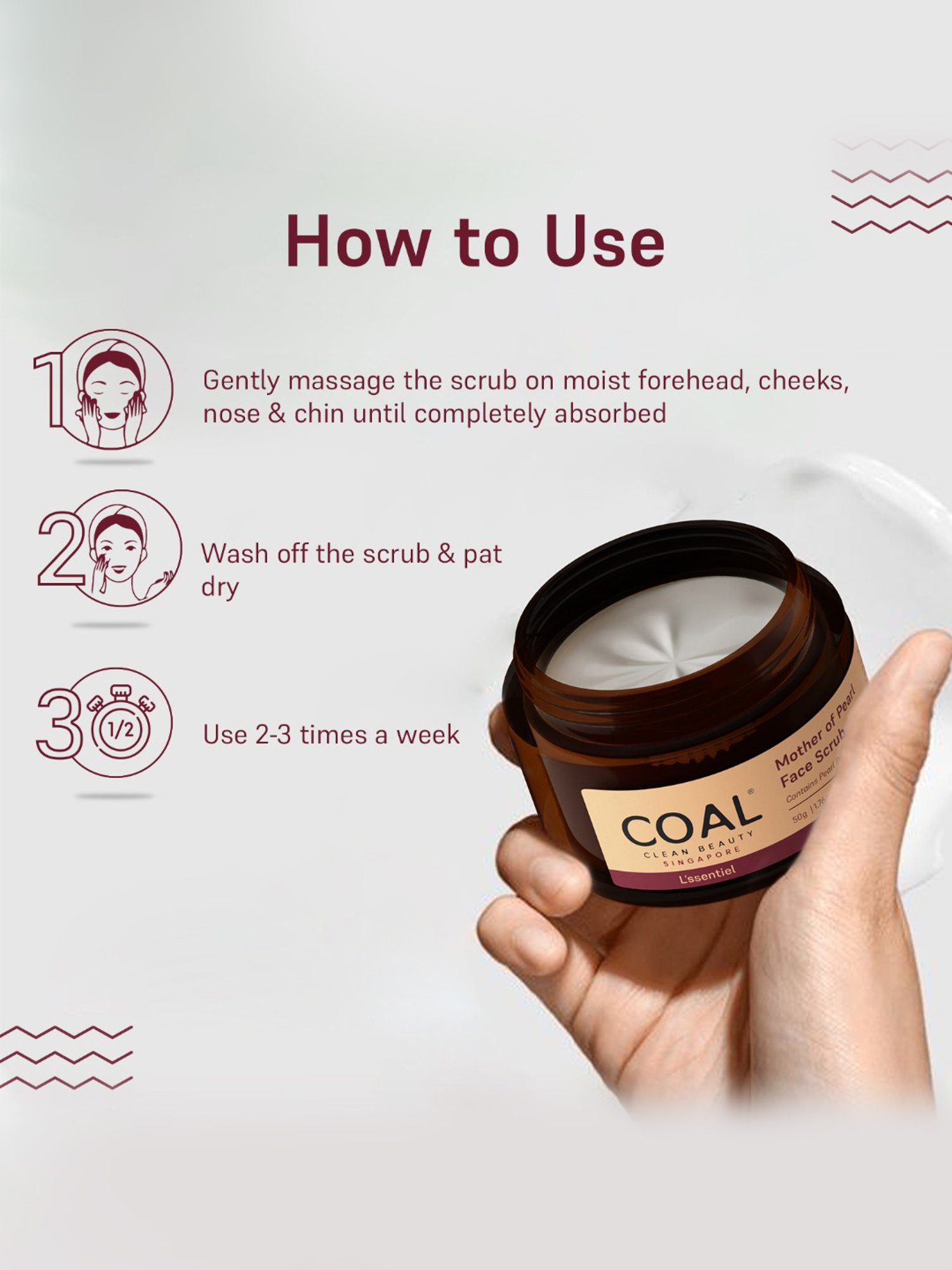 COAL Clean Beauty Mother of Pearl Face Scrub for Women - 50 gm