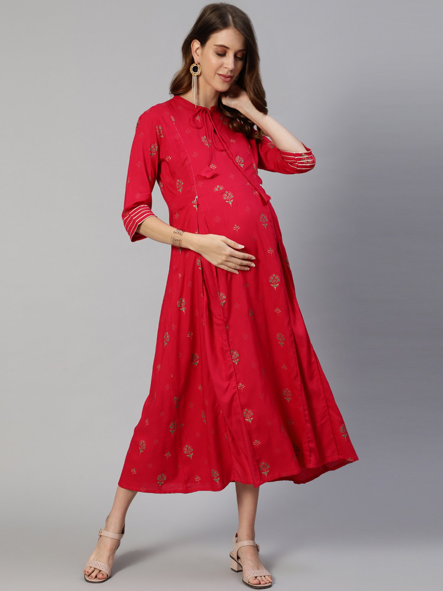 Mine4Nine Multicolor Printed Maternity Kurta