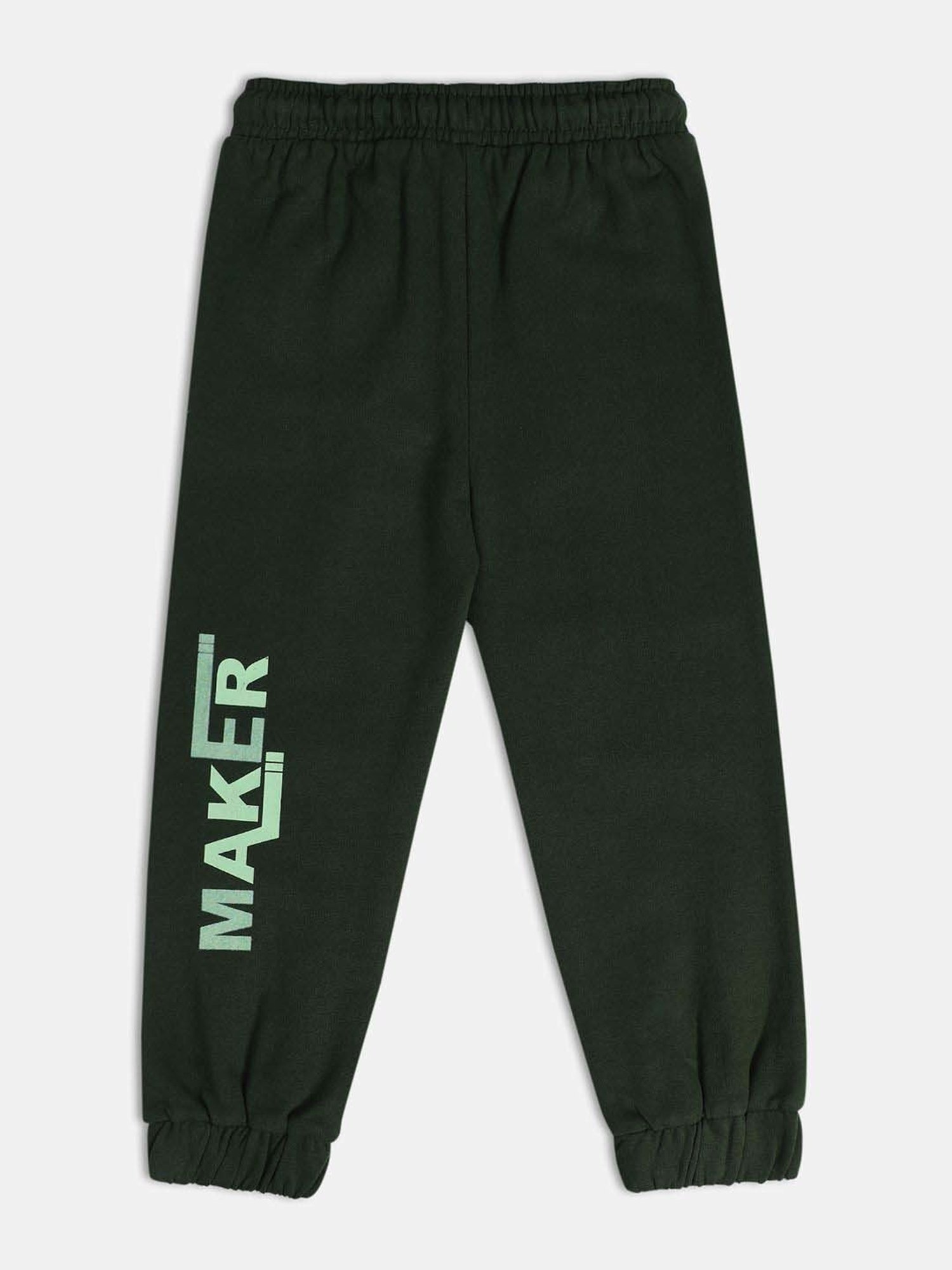 MINIKLUB Boys Olive Green Solid Full Sleeves Jogger