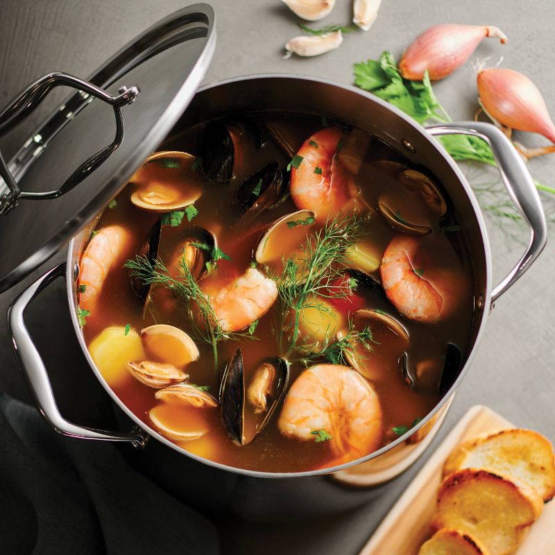 Tramontina Gourmet Tri-Ply Clad Induction-Ready Stainless Steel 8 QT Covered Stock Pot