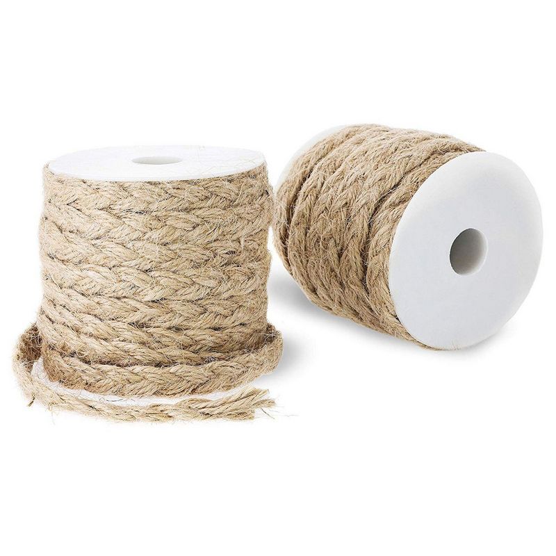 2 Pack 26ft Natural Jute Rope Thick Braided Twine String 0.4" for DIY Crafts Gift Packing