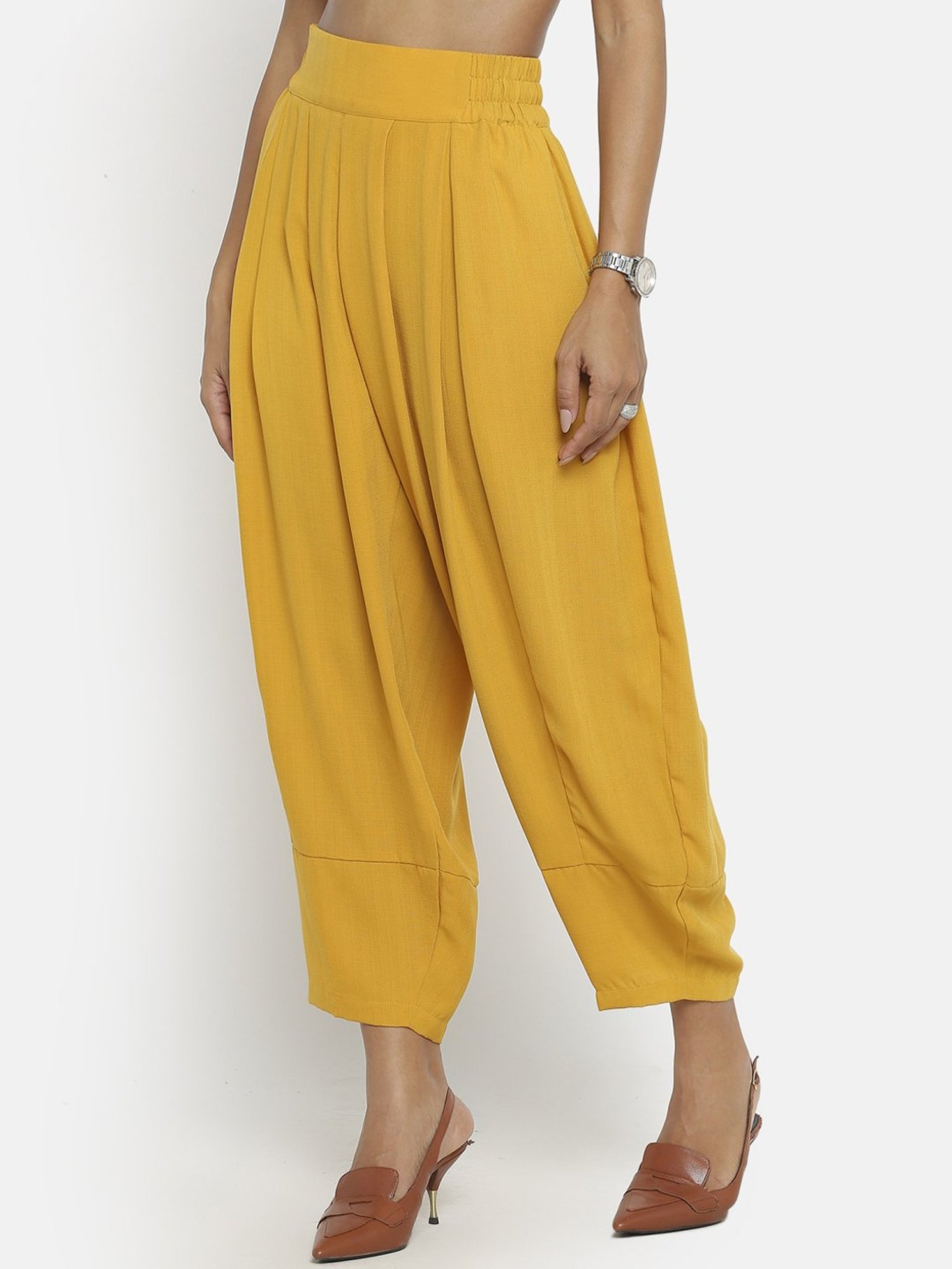 Office & You Yellow Mid Rise Harem Pants
