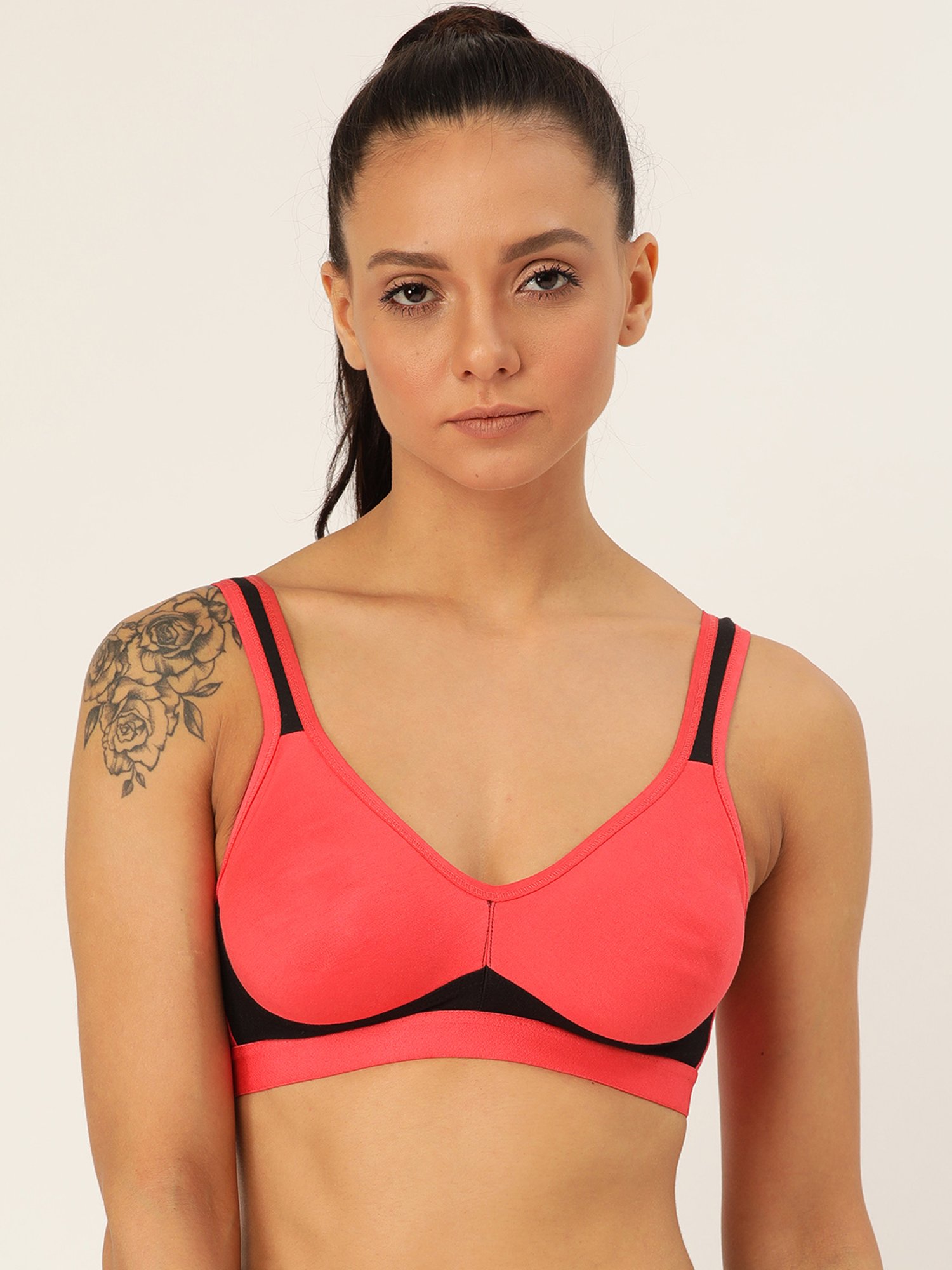 Lady Lyka Multicolor Non Wired Non Padded Sports Bra (Pack of 2)