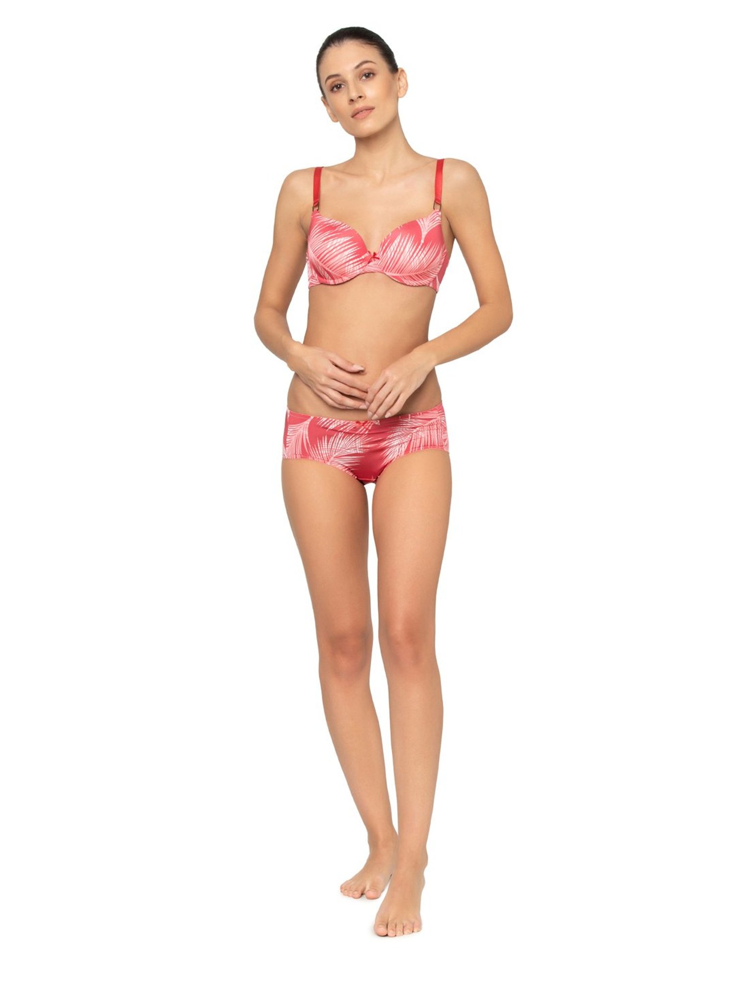 Triumph Red Printed Half Coverage T-Shirt Bra