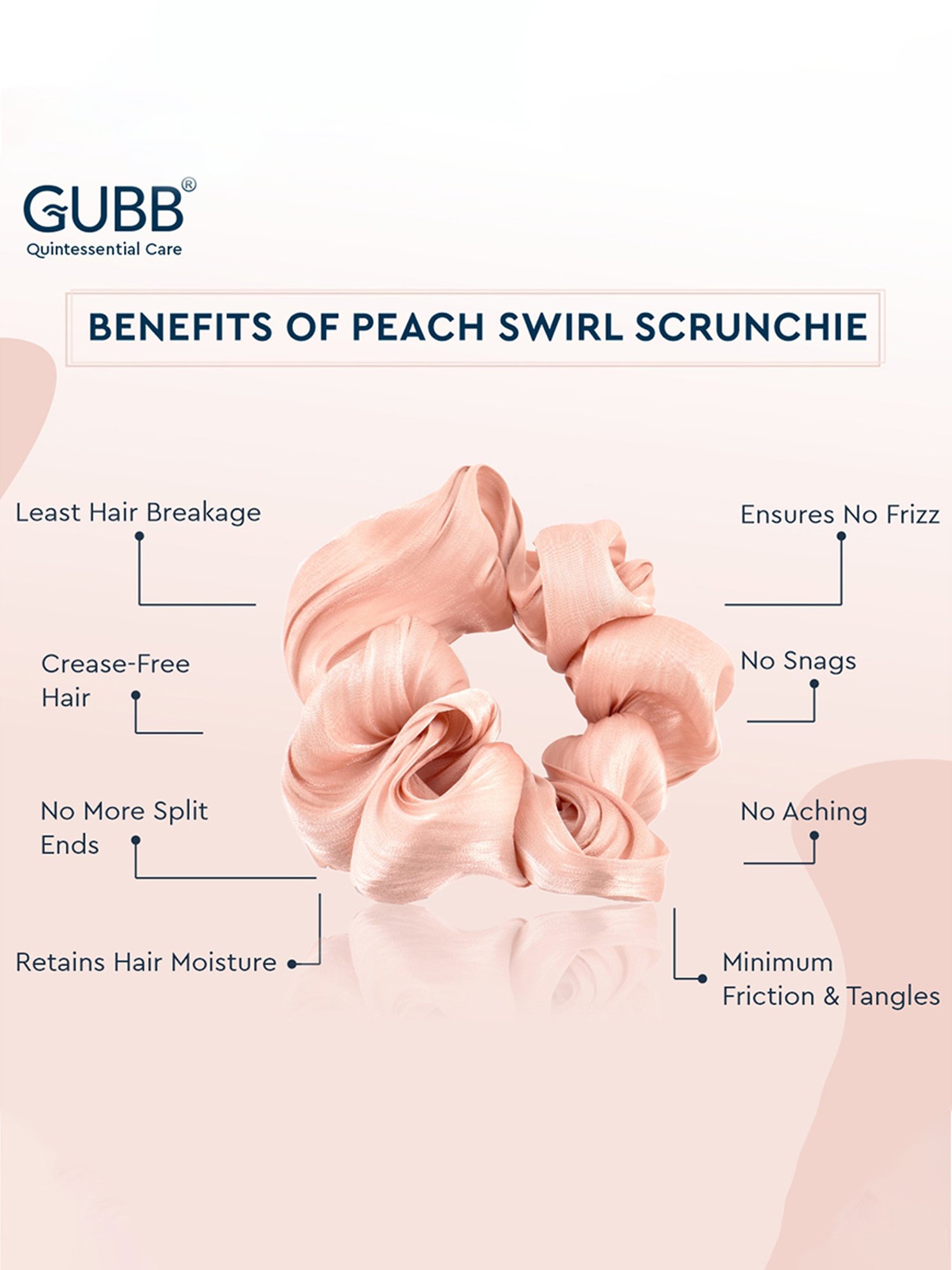 GUBB Hair Scrunchie Peach Swirl for Women