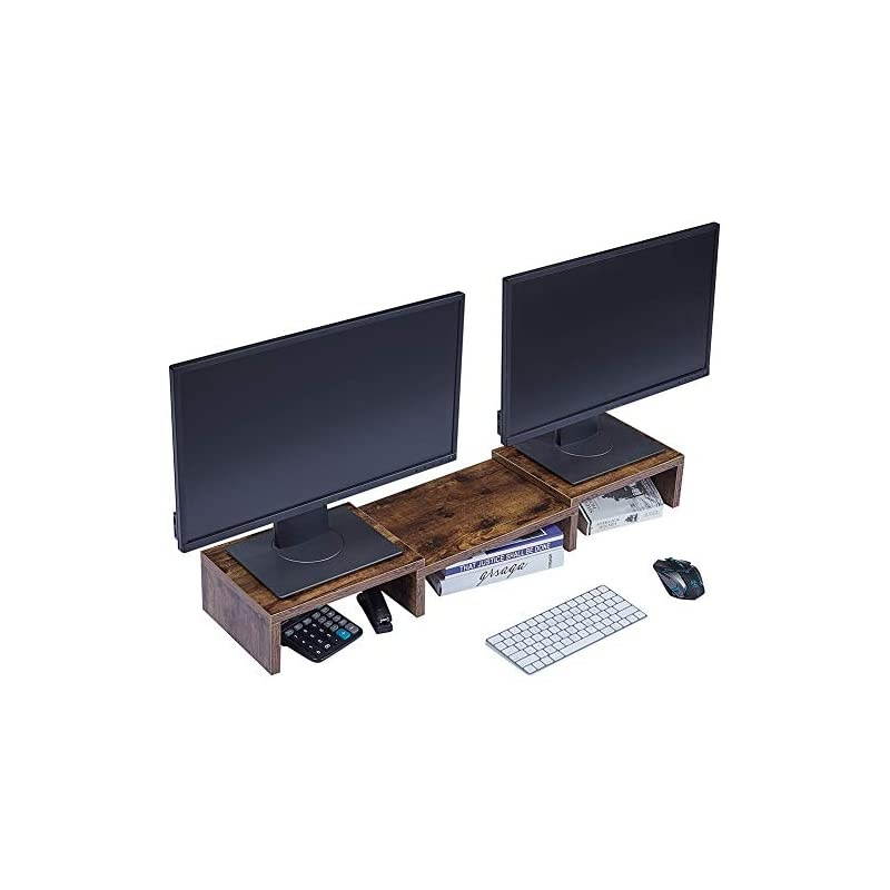 Monitor Stand Riser Adjustable Screen Stand for Laptop ComputerTVPC Multifunctional Desktop Organizer Retro Brown