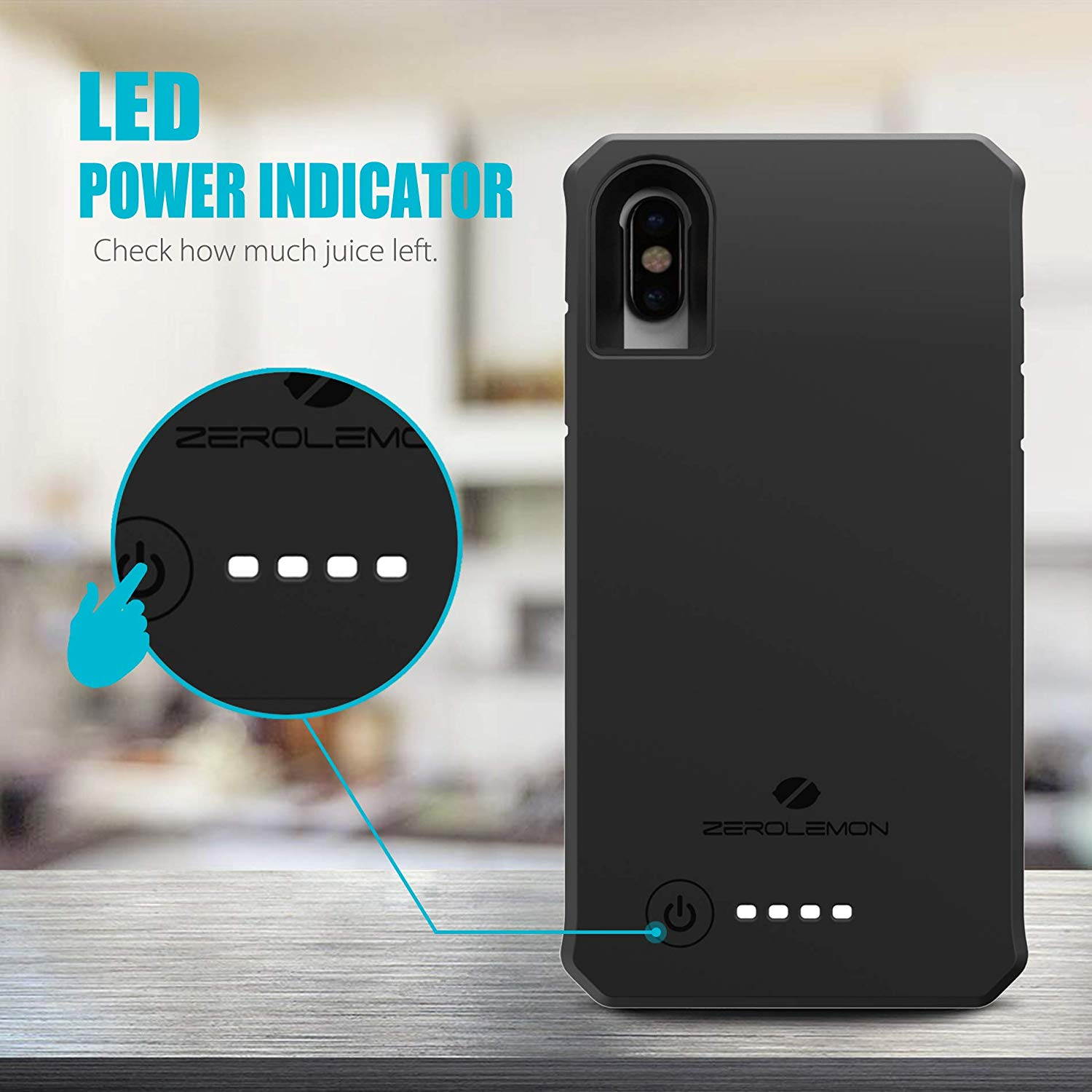 iPhone Xs Max Battery Case, ZeroLemon 8000mAh 6.5inches Rugged Juicer Extended Rechargeable Battery with TPU Case for iPhone Xs Max - Black