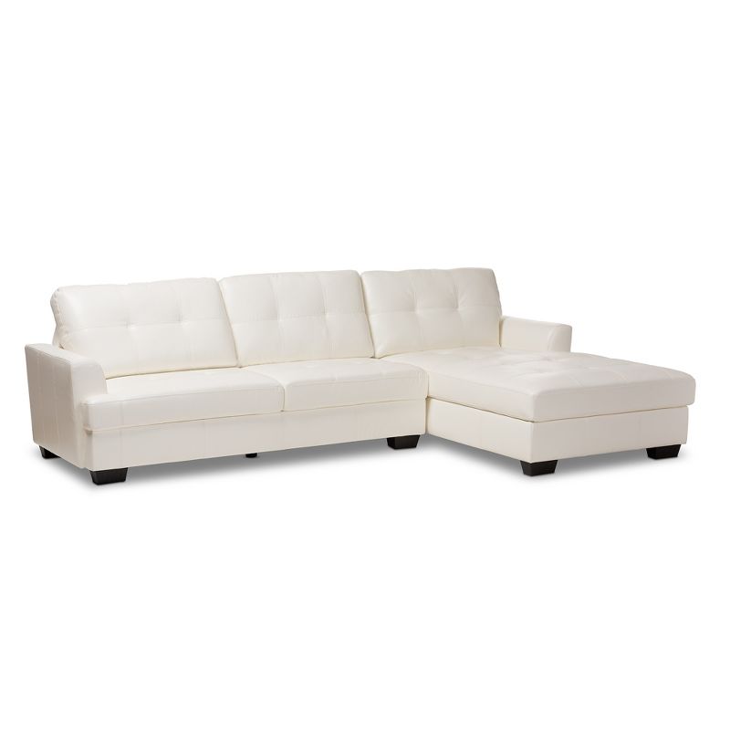 Adalynn Faux Leather Upholstered Sectional Sofa White - Baxton Studio