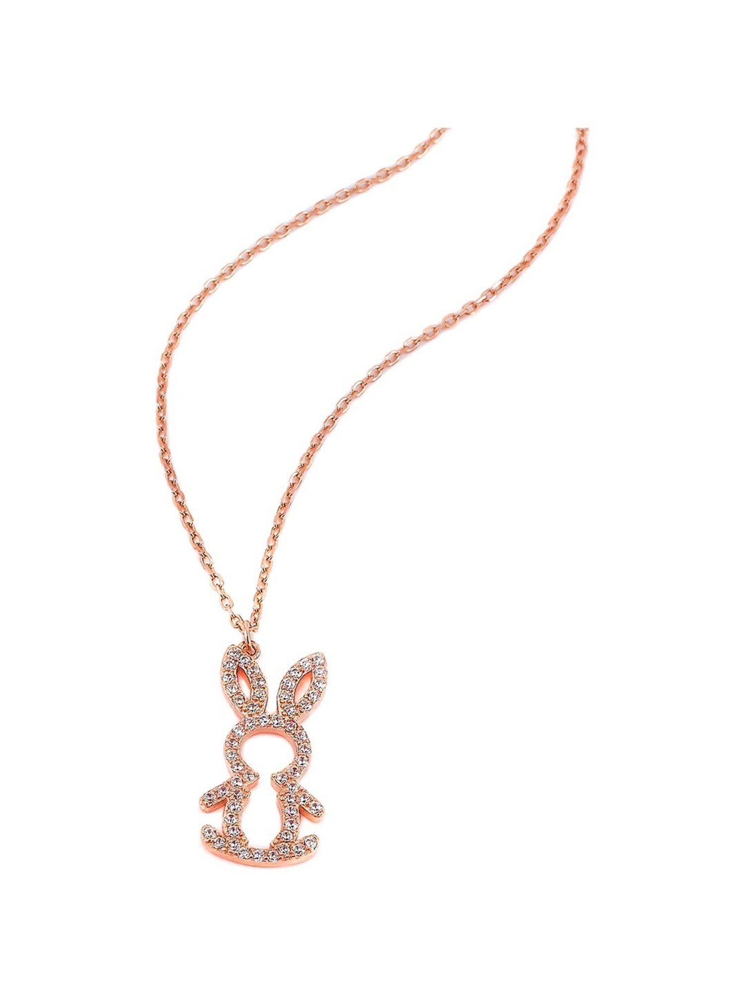 Silberry 92.5 Sterling Silver Rose Gold Honey Bunny Pendant with Chain