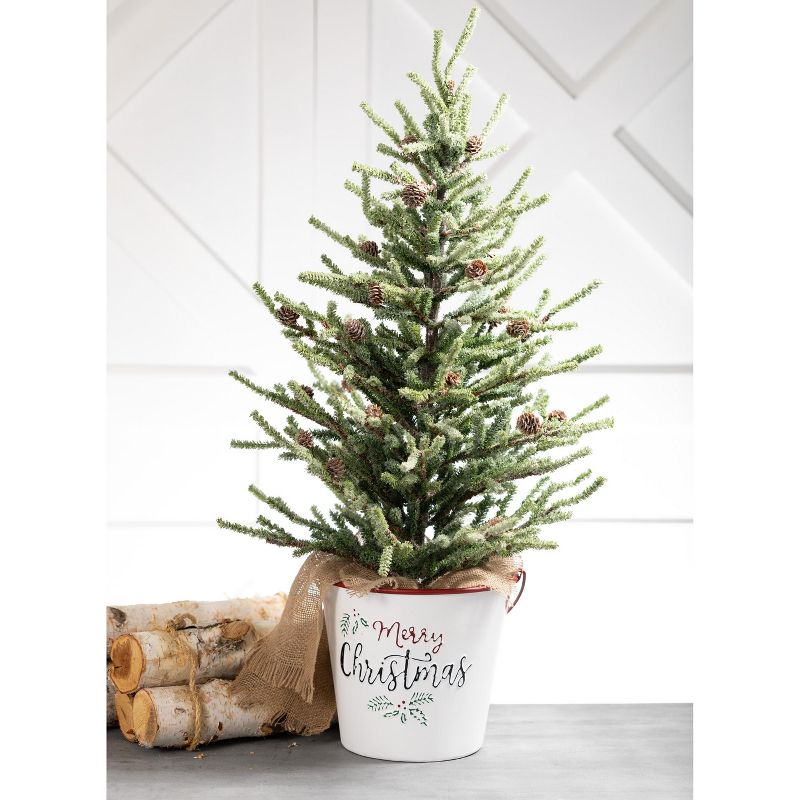 Sullivans Merry Christmas Metal Bucket 10"H Multicolored