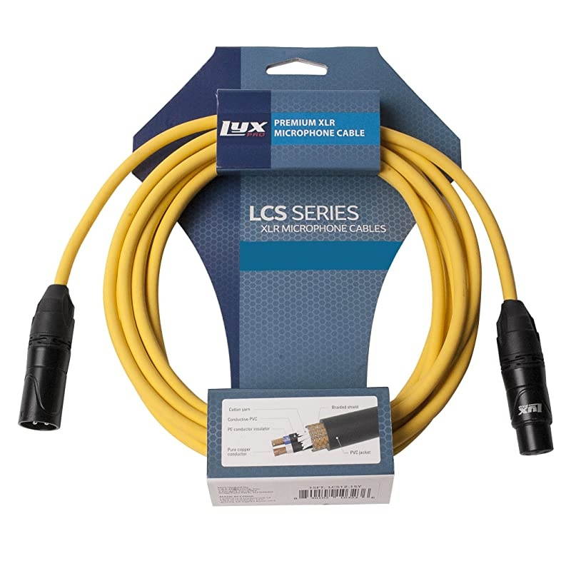 50 Feet XLR Microphone Cable Balanced Male to Female 3 Pin Mic Cord for Powered Speakers Audio Interface Professional Pro Audio Performance and Recording Devices Yellow