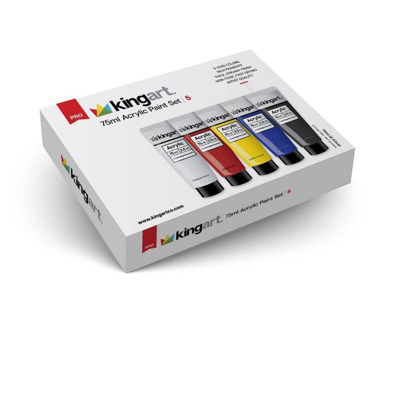 Kingart 5ct 75ml Acrylic Paint Set