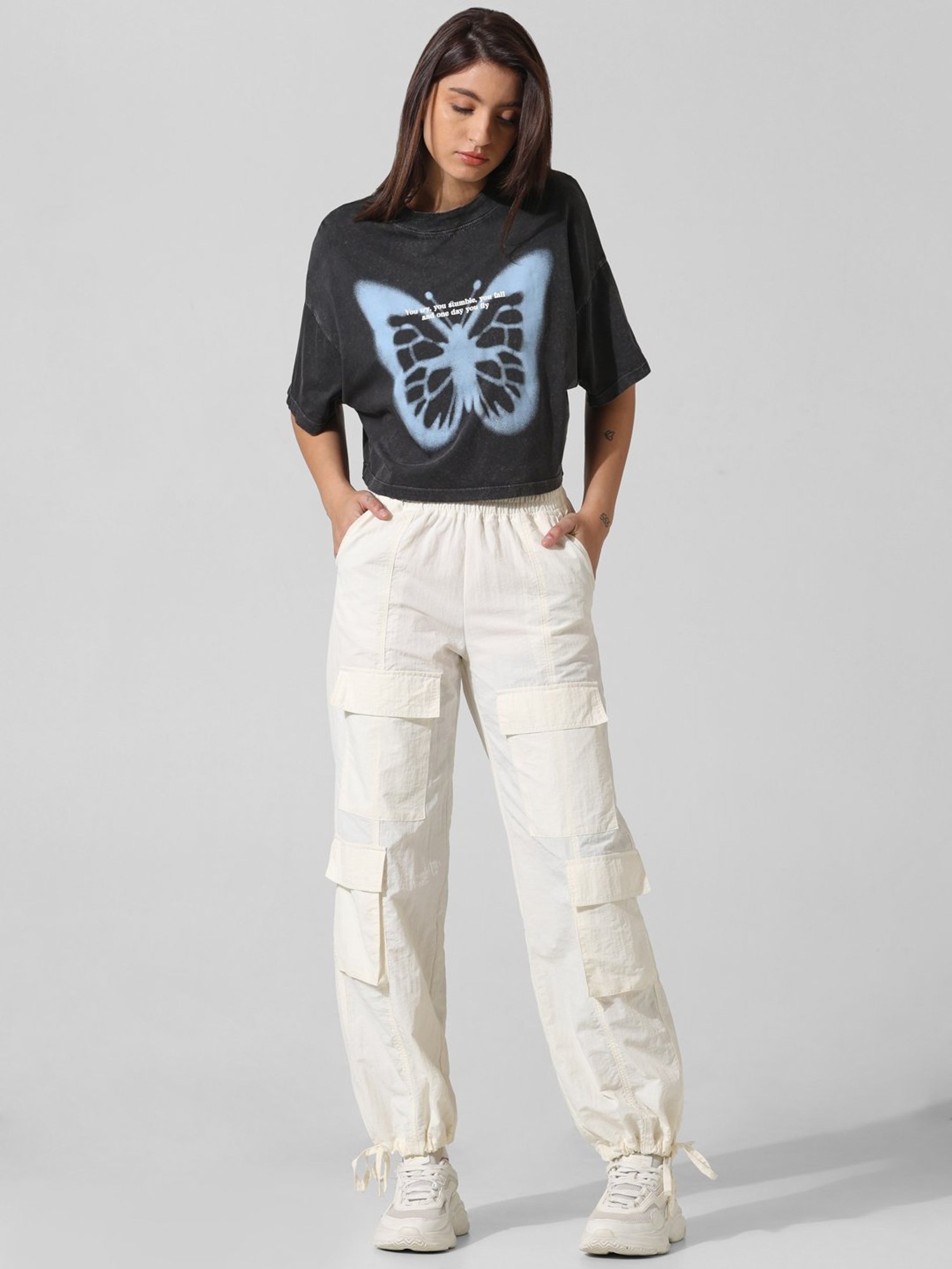 Only Black Cotton Graphic Print Oversized T-Shirt