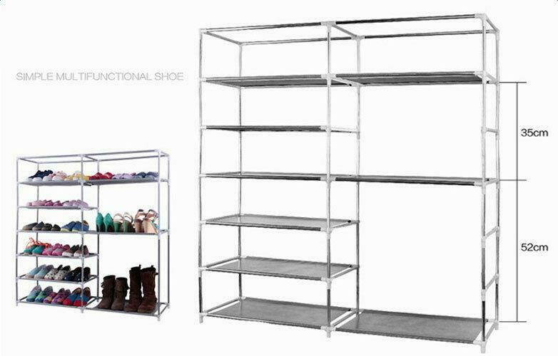 6 Tier Shoe Cabinet Rack Adjustable Dustproof Cover Storage Organizer Shelves