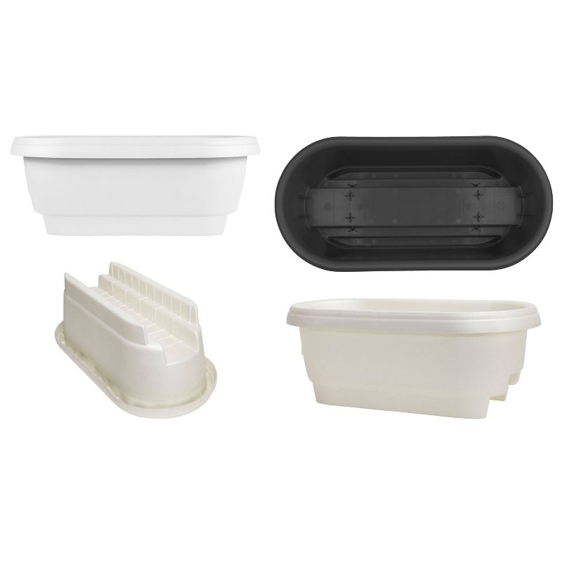 HC Companies heavy duty 24-Inch Width Deck Rail Box Planter, White w/ plugs