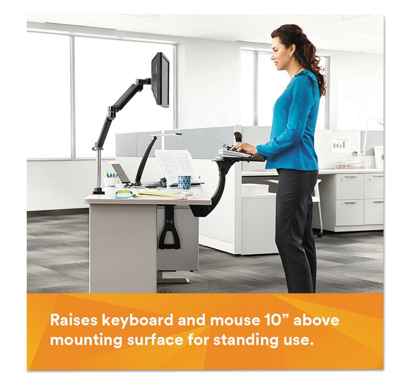 3M Sit/Stand Easy Adjust Keyboard Tray Highly Adjustable Platform Black AKT180LE