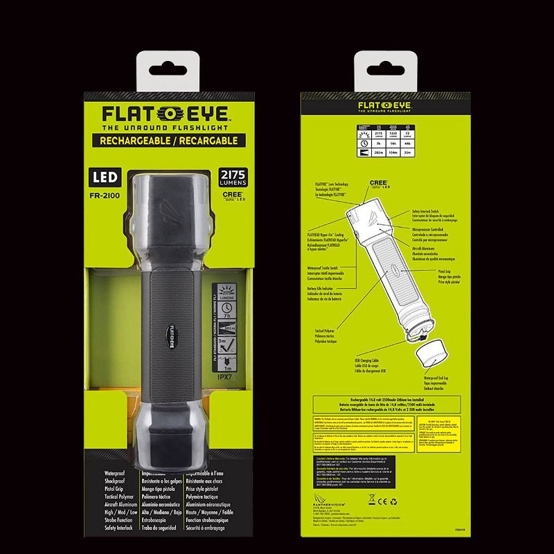 FLATEYE FR-2100 LED Rechargeable Flashlight - Black