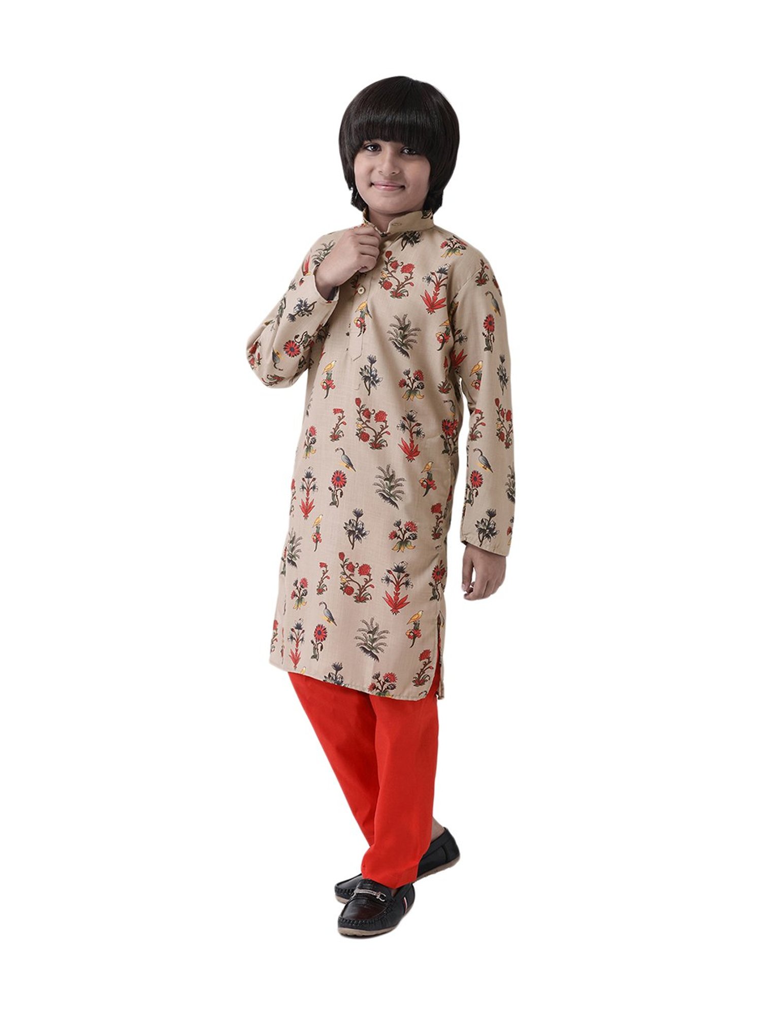 Hangup Kids Multicolor Cotton Floral Print Kurta & Pyjamas