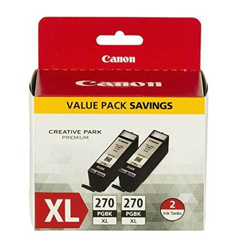 Canon PGI-270XL Pigment Black Twin Pack, Compatible to MG7720,MG6820,MG5720, TS9020, TS6020, TS5020
