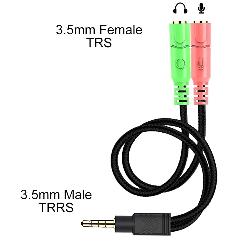 35mm Jack Cable Headset Adapter Kit CTIA for LaptopMacPS4SmartphoneXbox OneTablet Earphone with HeadphoneMicrophone Simultaneously Y Splitter Audio 2 Female to 1 Male