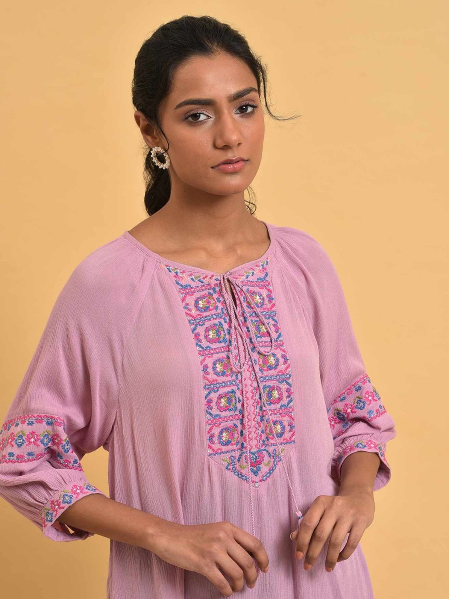 W Blush Pink Embroidered Top