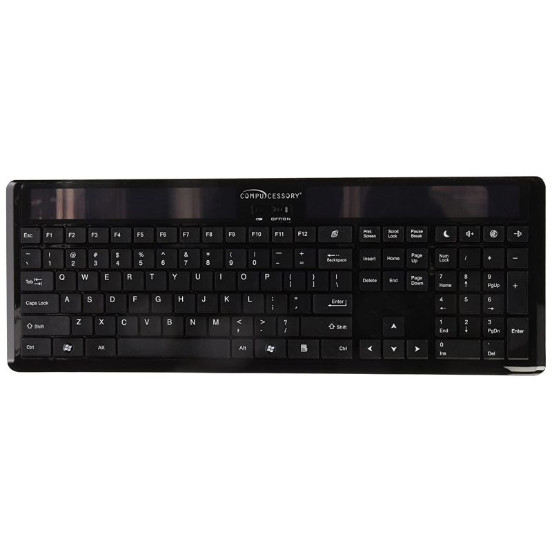Compucessory Wireless Solar Keyboard, 16-1/8"x6 x7/8"(CCS50913)