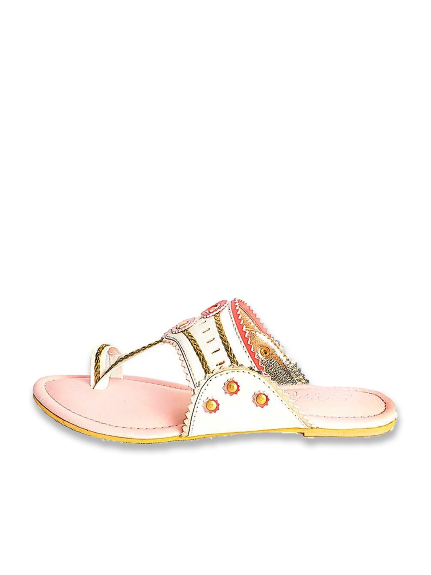 Sole House Women's Pearl White Toe Ring Sandals