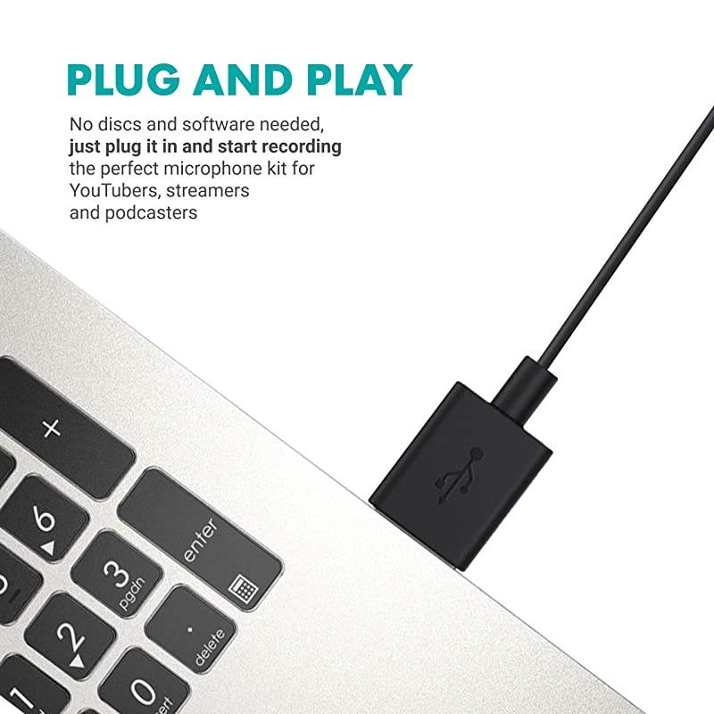M1 USB Lavalier Lapel Clip-on Omnidirectional Microphone for Laptop, PC and Mac, Perfect Podcasting, Gaming, Streaming and Desktop Mic (20-Foot Cord)