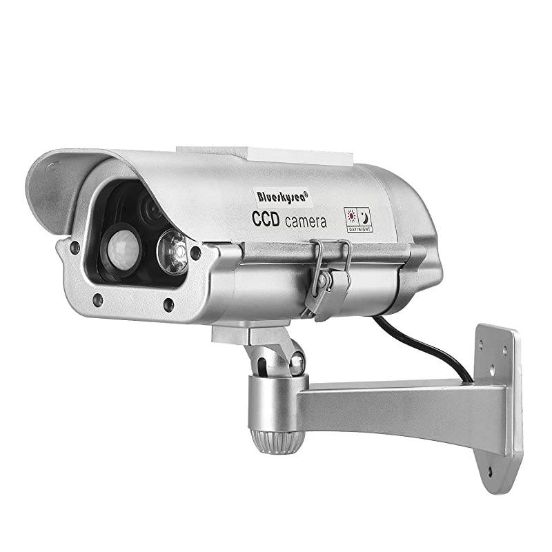Dummy Outdoor Camera Fake Security CCTV Cam with Solar Powered Human Sensor Flash Lights for Home Lane