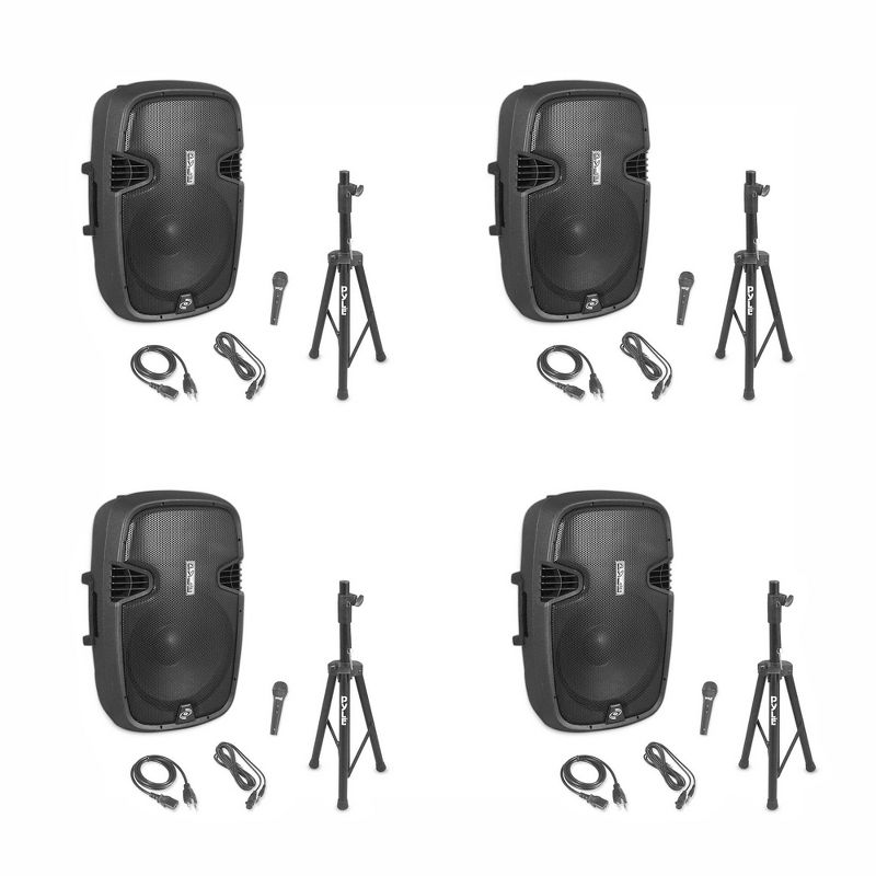 Pyle Portable 10 Inch 2 Way Full Range Bluetooth PA Loud Speaker High-Performance Versatile Karaoke Subwoofer Monitor Speaker System, Black (2 Pack)