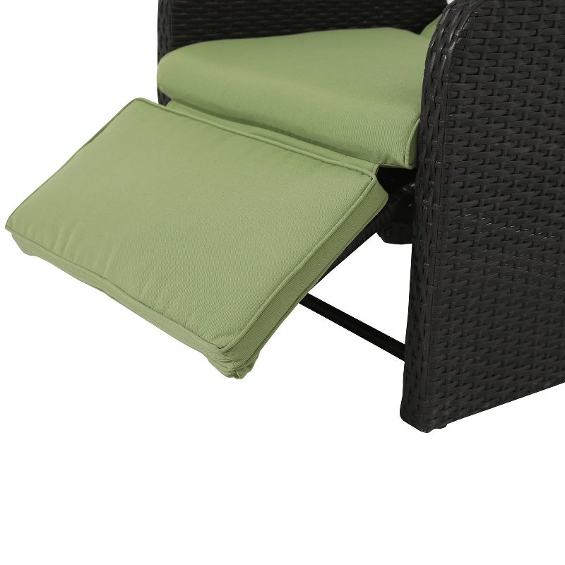 Wicker Outdoor Recliner with Green Cushions - Accent Furniture