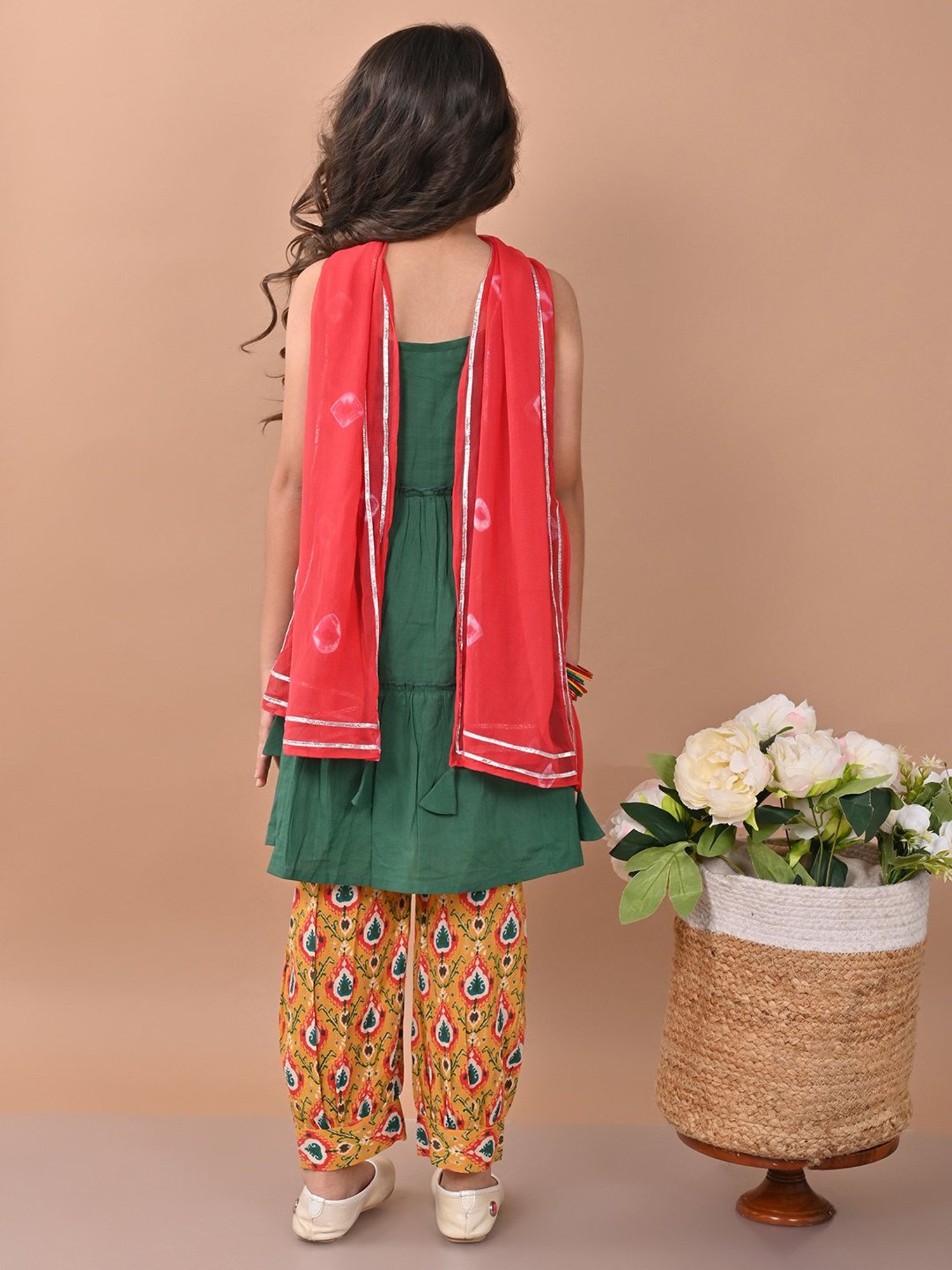 VASTRAMAY Kids Blue & White Cotton Over Dyed Kurta Set