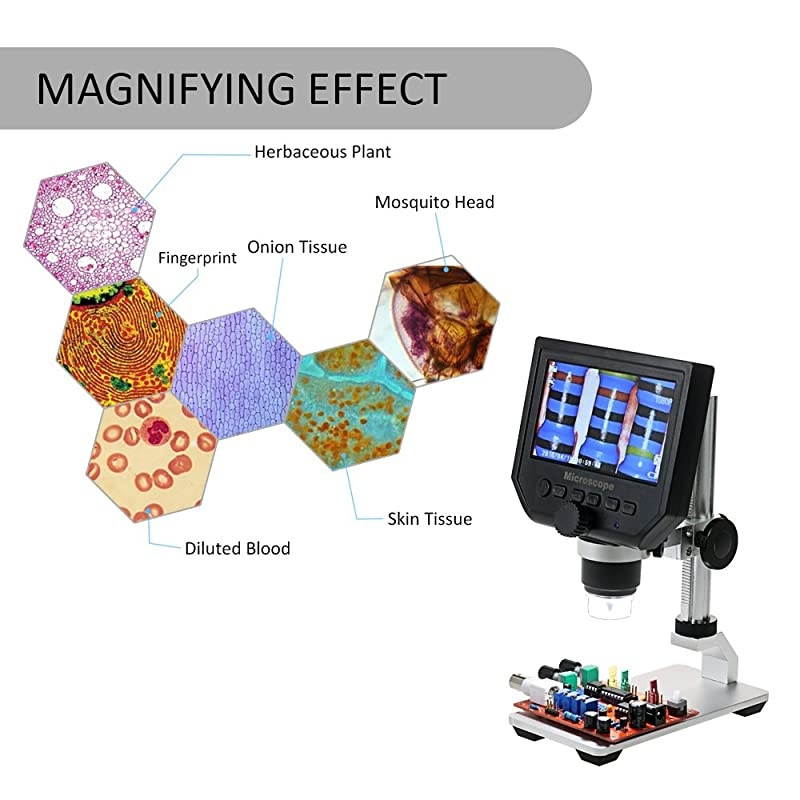 600X Microscope,  600X 4.3" LCD Display 3.6MP Electronic Digital Video Microscope Portable LED Magnifier for Mobile Phone Maintenance QC/Industrial/Collection Inspection