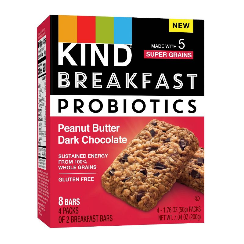 KIND Breakfast Probiotics Peanut Butter Dark Chocolate Bars - 7.1oz/8ct