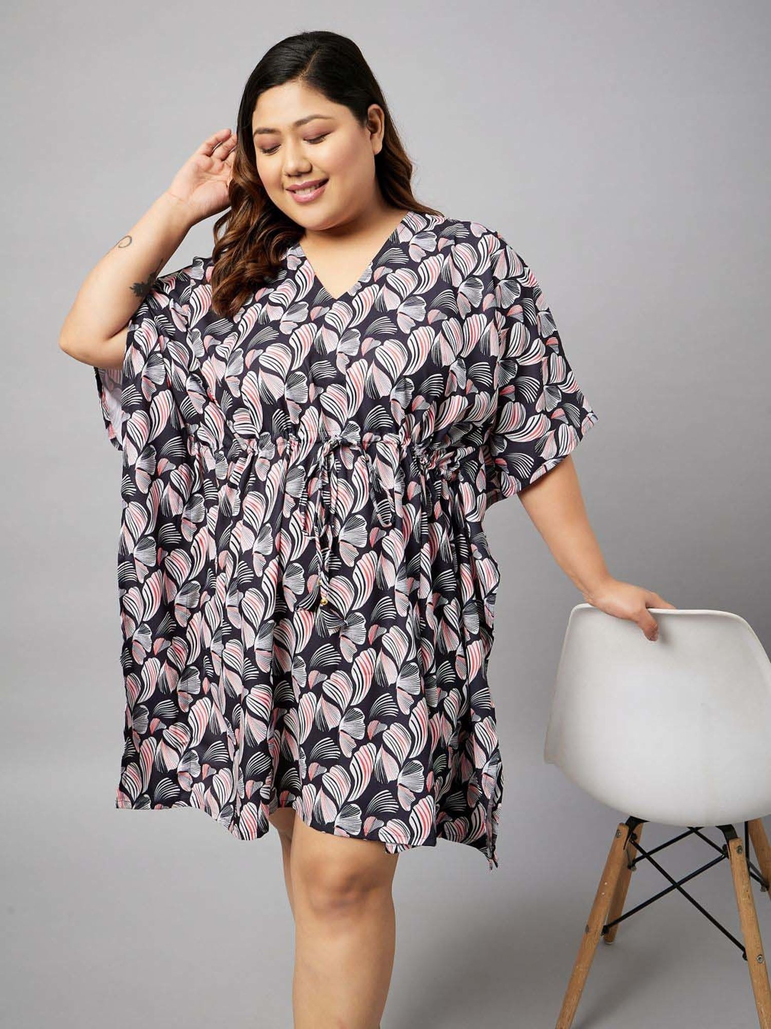 Secrets By ZeroKaata Black Printed Kaftan